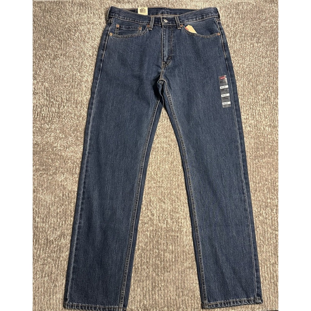 Levi's 505 Regular Fit Stretch Jeans Men's Medium Blue Wash Size 34 x 34 New